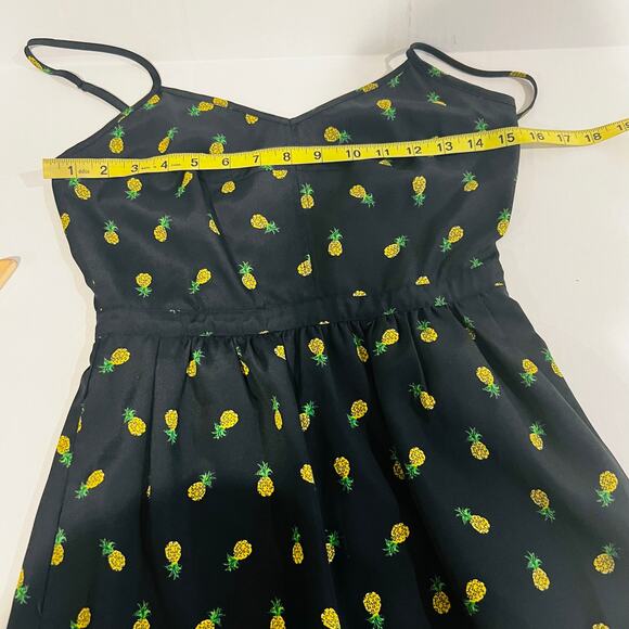 J. Crew Pineapple Print SpageStraos Satin Dress Size 00 Black Gold - Picture 6 of 10